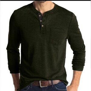 Men's Forest Green Long Sleeve Henley NWOT
